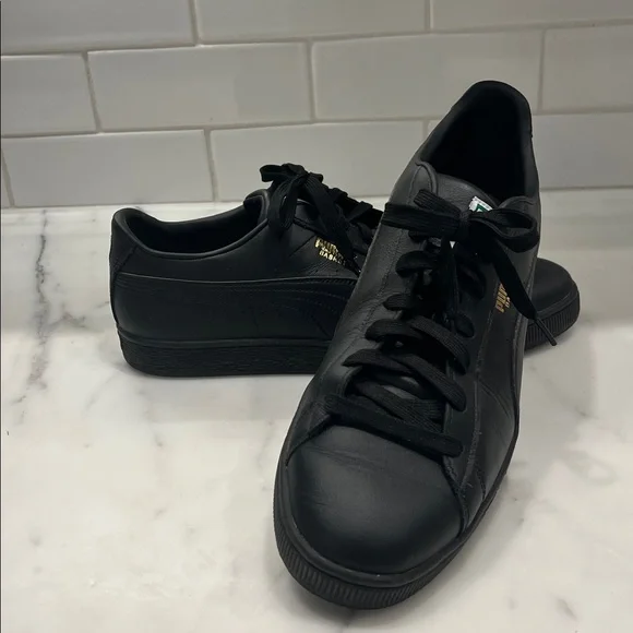 Puma Men's Black Leather Sneakers 12 - Picture 3 of 11